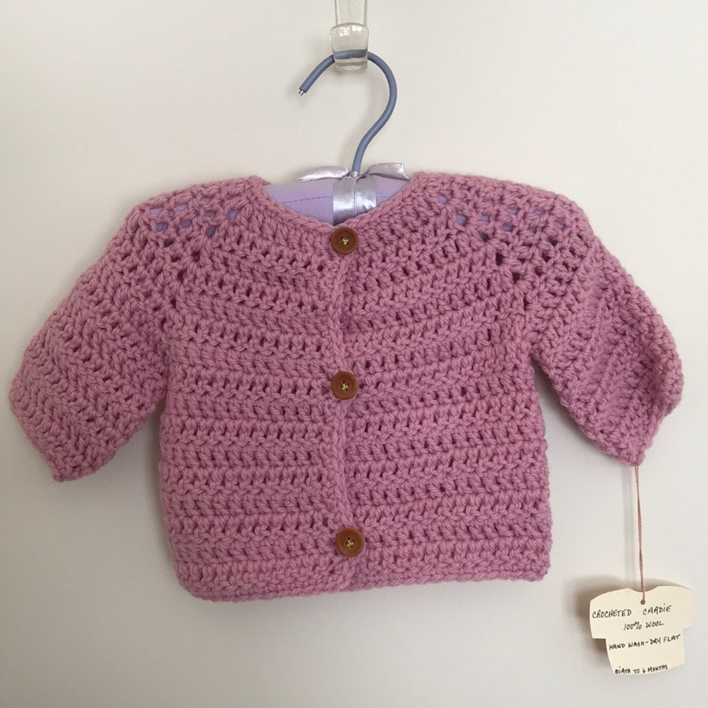 Crocheted wool baby sweater NWT